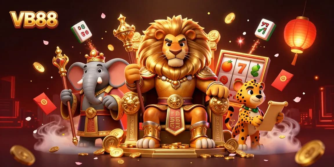 Experience the excitement of VB88 with vibrant casino symbols and dynamic characters.