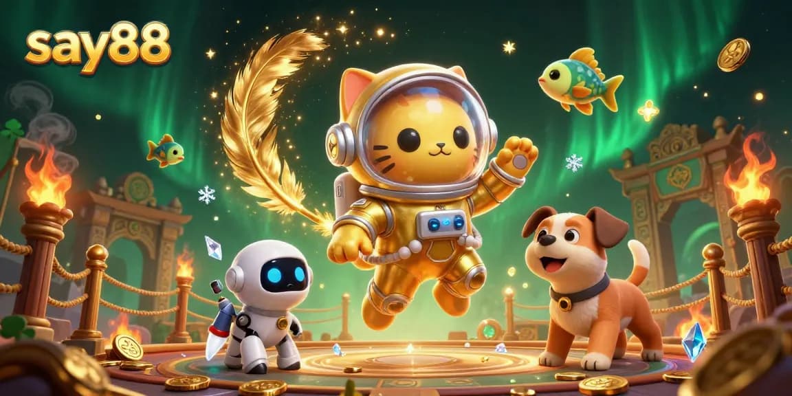 Experience thrilling games at say88 with a vibrant 3D casino illustration showcasing exciting elements.