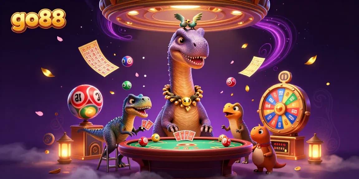 Experience exciting wins at go88 with a vibrant 3D illustration featuring dynamic casino game elements.