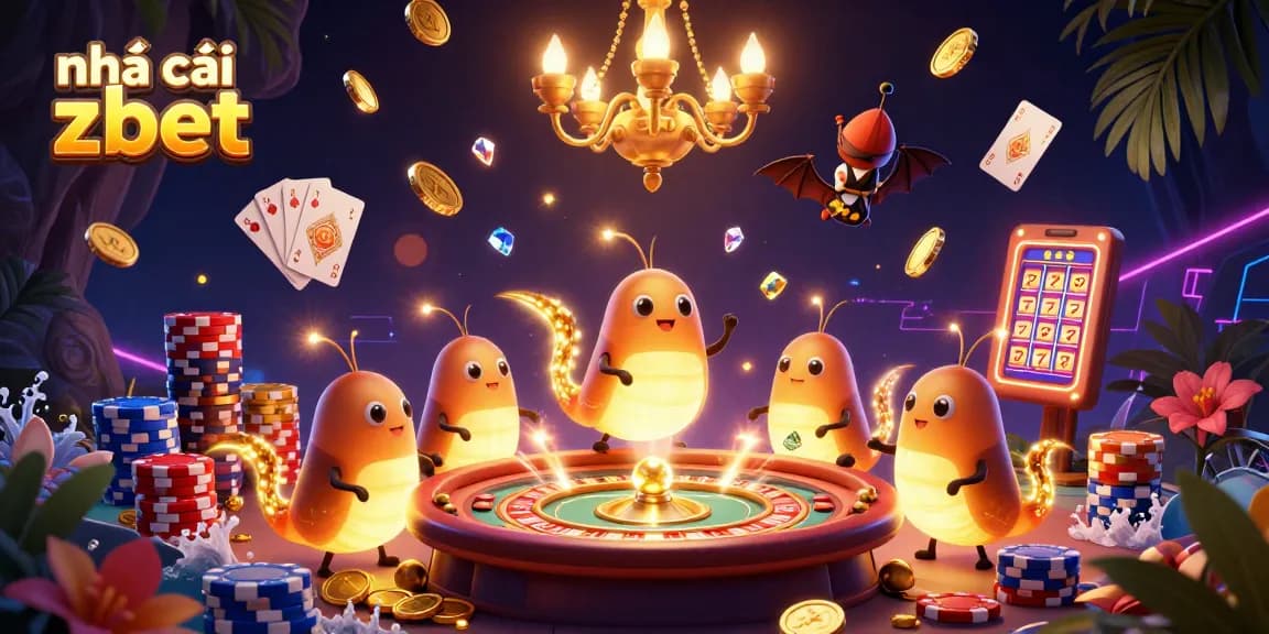 Join the fun at Nhà cái zbet, with a bat dealer and glowing characters lighting up the casino.