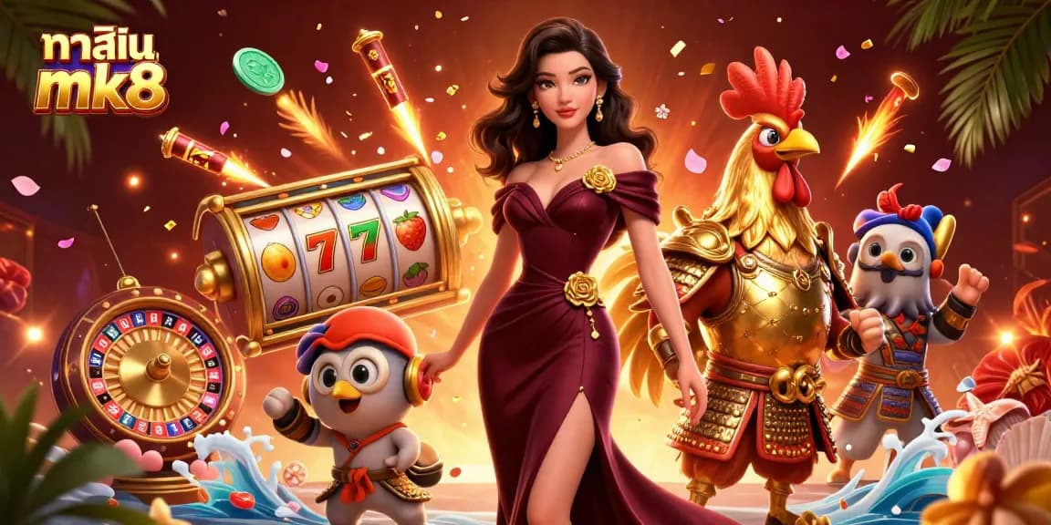 Experience the excitement of คาสิโน mk8 with vibrant casino elements and thrilling characters.