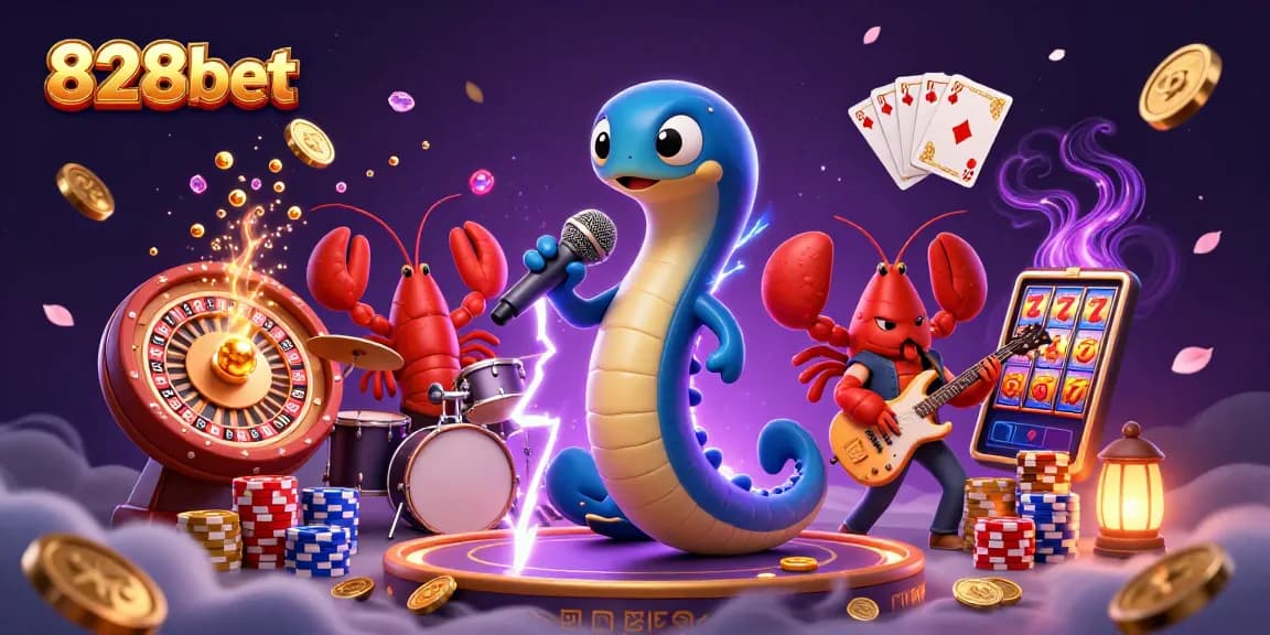 Experience luxury gaming with 828bet's vibrant underwater casino scene featuring electrifying characters and casino elements.