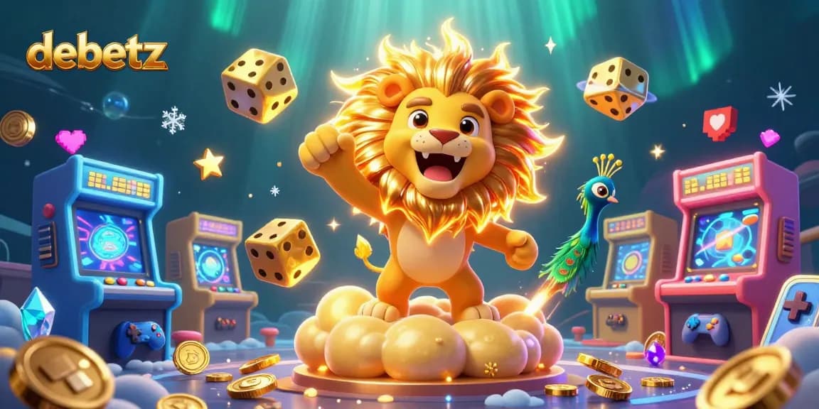 Experience the thrill of debetz with colorful casino elements and vibrant characters in a dynamic, action-packed scene.