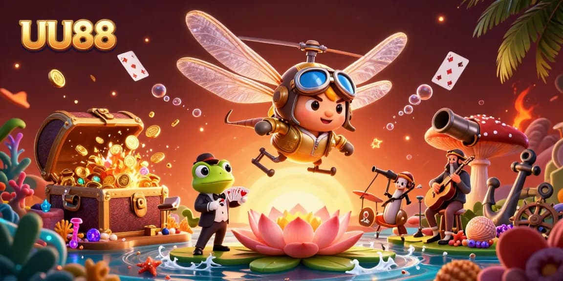 Experience thrilling action at UU88 with a vibrant scene featuring casino elements and engaging characters.