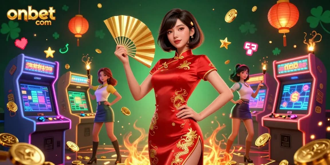 Experience thrilling gaming action at onbet com with a stunning 3D illustration featuring vibrant characters and casino elements.