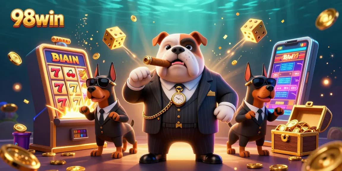 Join the exciting gameplay at 98win with this dynamic illustration showcasing thrilling casino elements.