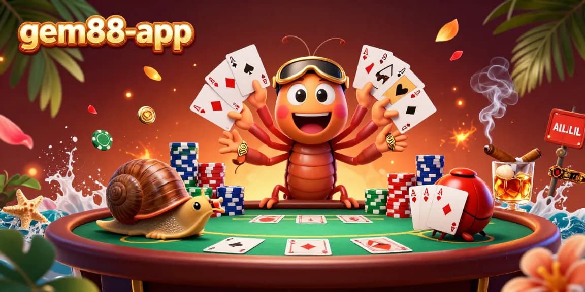 Engage in thrilling gameplay at gem88-app with animated dealer actions and vibrant poker elements.