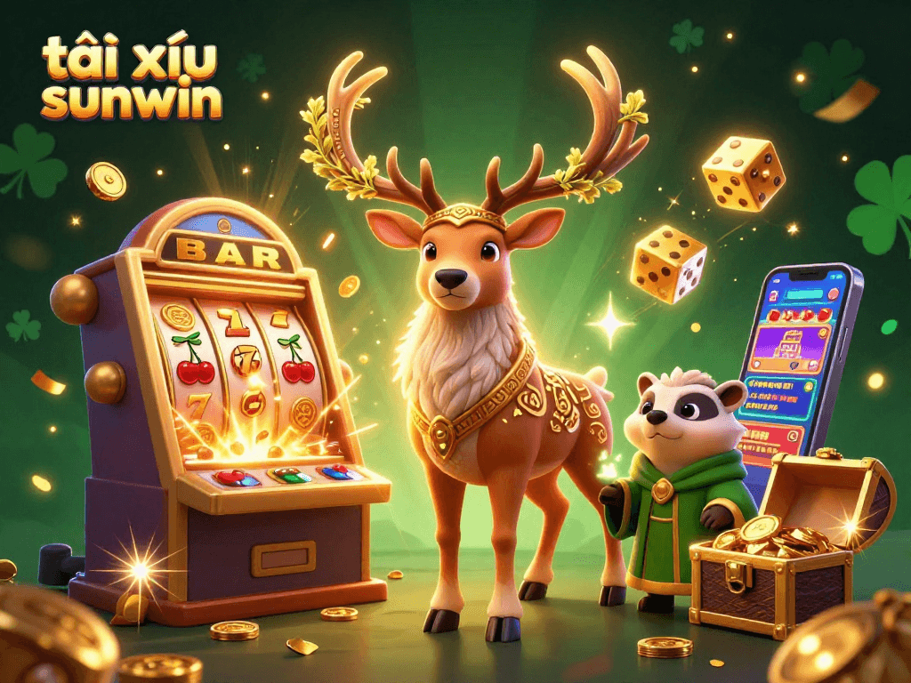 Engage with tài xỉu sunwin in this vibrant 3D illustration filled with casino excitement.