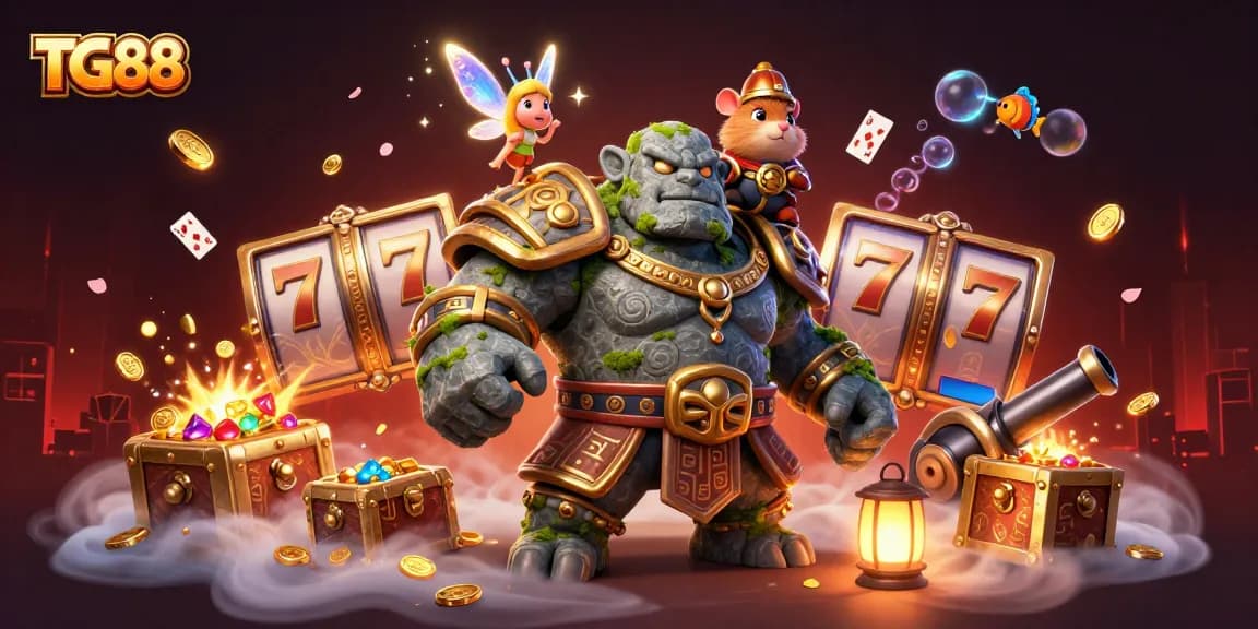 Experience thrilling gameplay with TG88's vibrant slots and dynamic characters in a magical casino world.