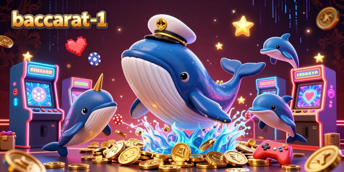 Baccarat-1 offers an exciting scene with a whale, narwhal, and dolphins illustrating fun casino elements.
