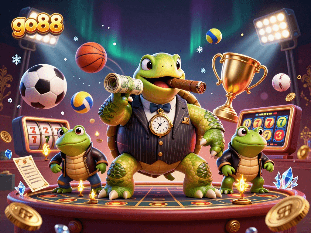 Experience the excitement of go88 with vibrant 3D illustrations showcasing betting action and casino elements.