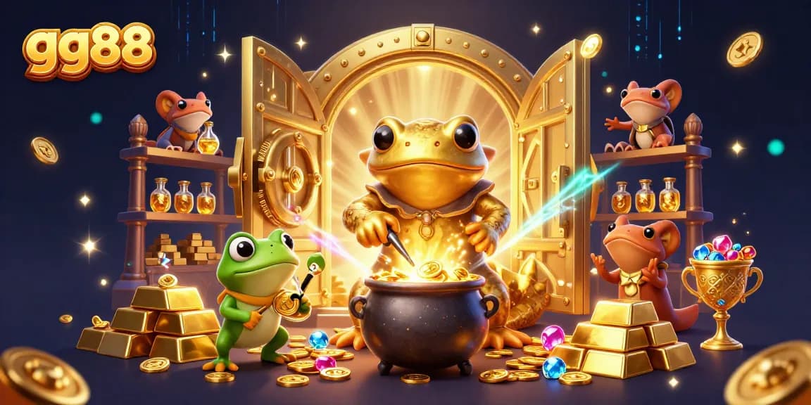 Experience thrilling adventures with gg88 as the golden salamander alchemist spins coins in a magical scene.
