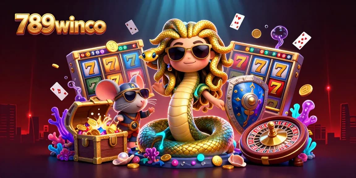 Experience the vibrant casino world with 789winco's engaging slots and jackpots in a stunning illustration.