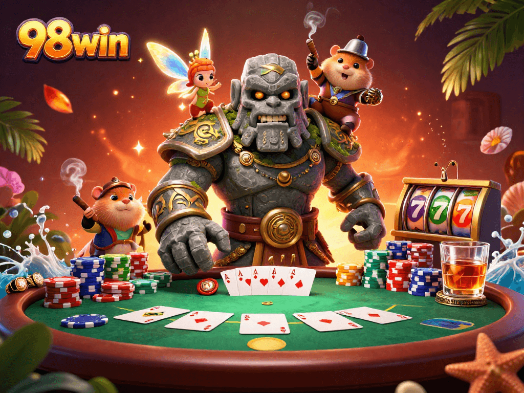 Engage in thrilling gameplay at 98win with magical characters and vibrant casino elements.