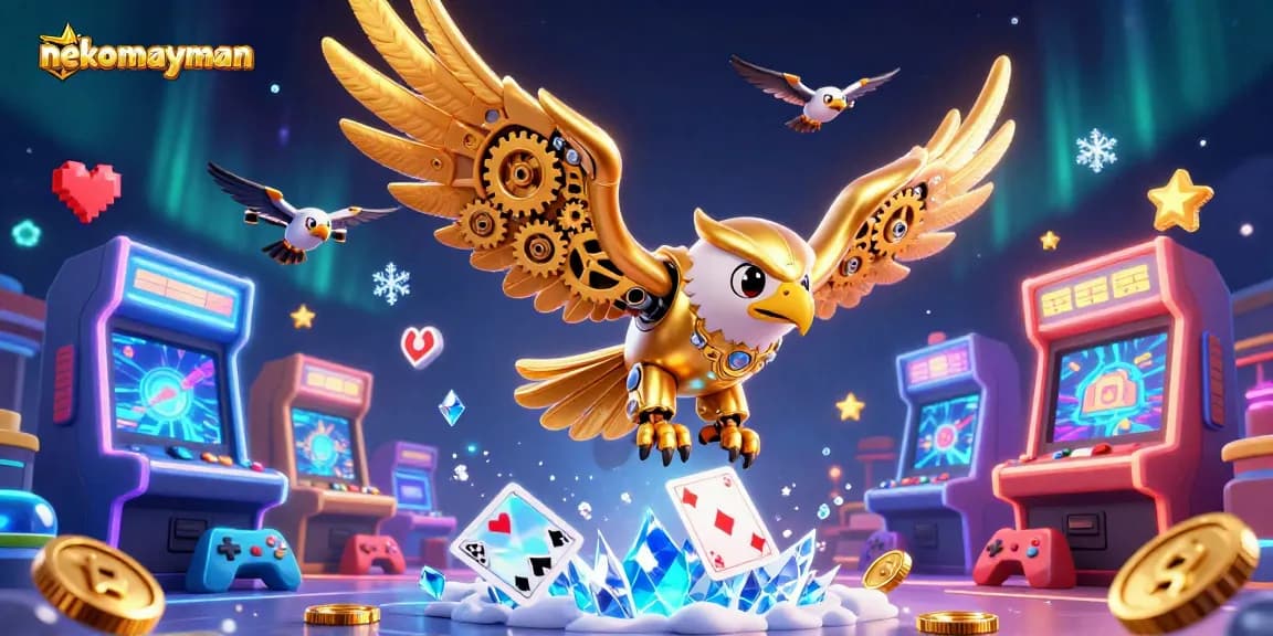 Experience thrilling gameplay in nekomayman featuring a golden eagle amidst vibrant casino elements.