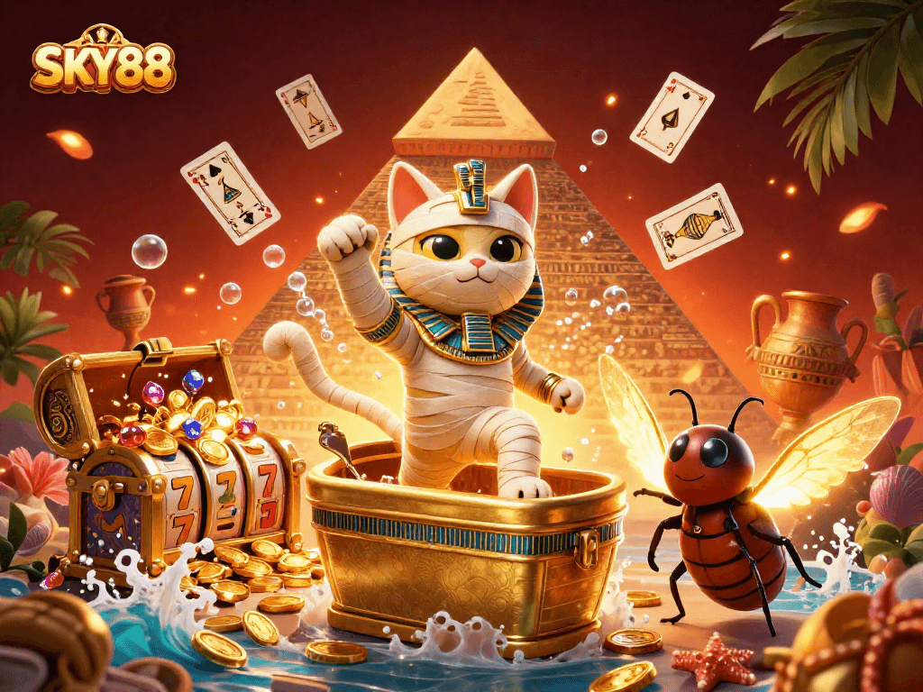 Experience the thrill of SKY88 with vibrant visuals and engaging gaming elements in a unique casino atmosphere.