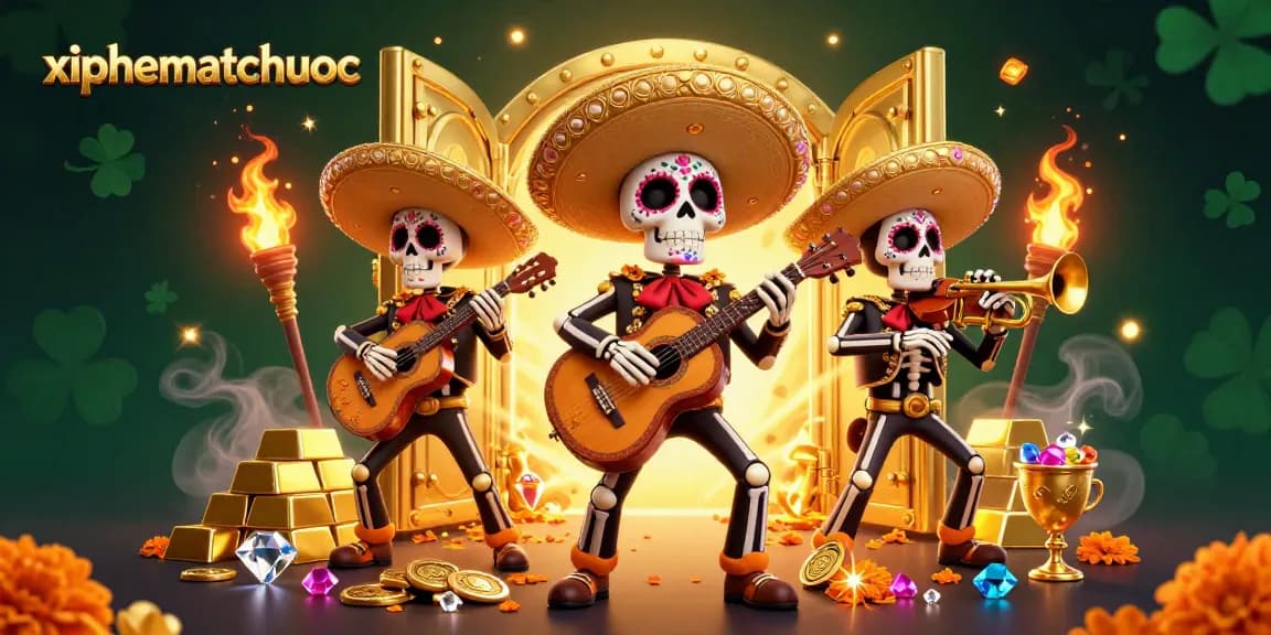 A dynamic illustration showcasing the vibrant world of xiphematchuoc with animated characters and casino treasures, emphasizing thrilling gameplay.