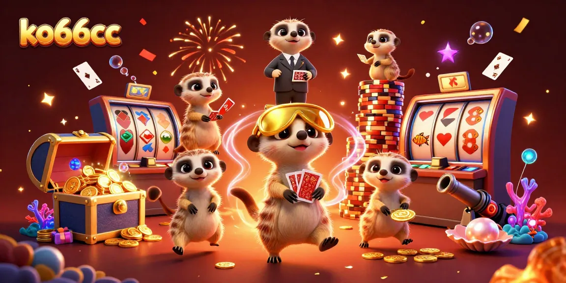 Engage in exhilarating gameplay at ko66cc's vibrant casino with lively meerkats.