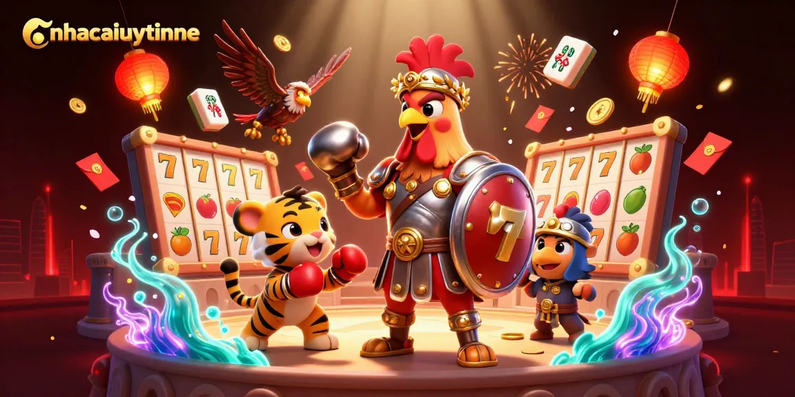 Experience thrilling slots and jackpots with nhacaiuytinne's dynamic casino illustration featuring classic casino symbols.