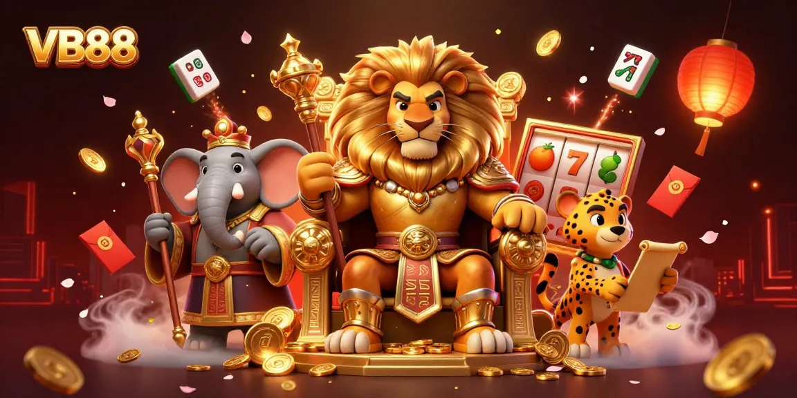 Experience the excitement of VB88 with vibrant casino symbols and dynamic characters.