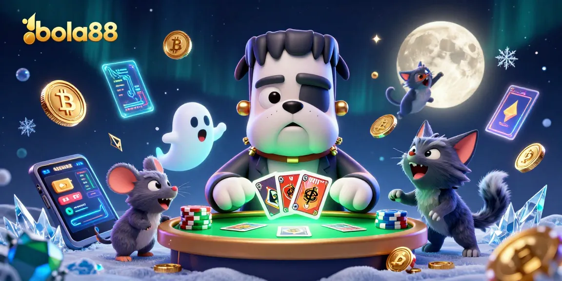 Bola88 judi online dengan tampilan kartun mengesankan, kartu dan koin di kasino