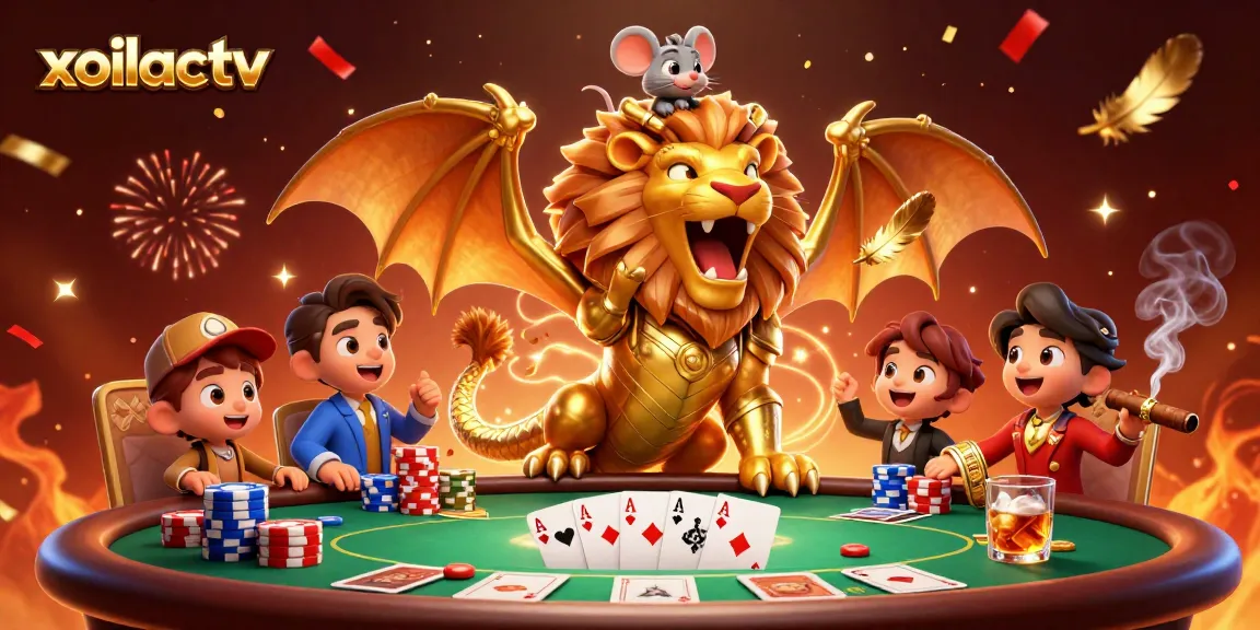 Experience thrilling poker action with xoilactv as a chimera creature roars triumphantly.