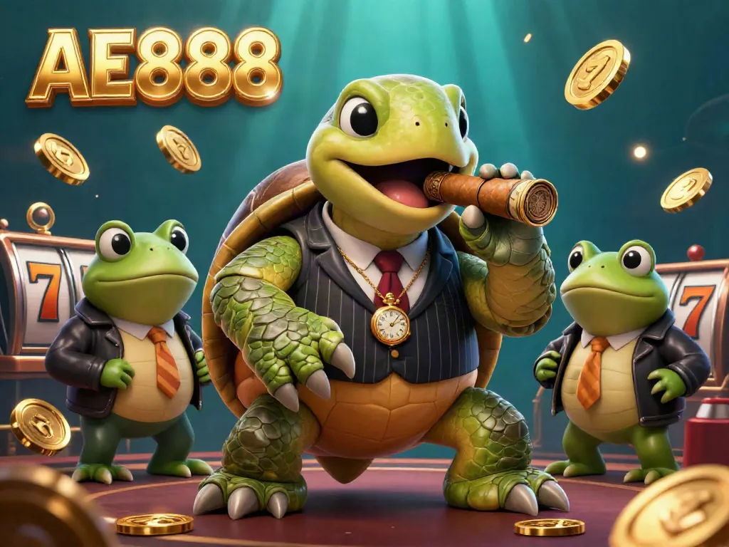 Experience the vibrant casino atmosphere with AE888's dynamic characters and elements in a 3D adventure.