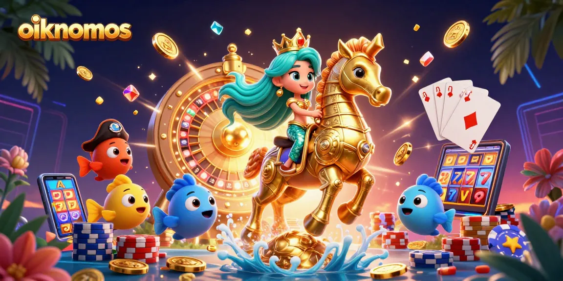 Experience exciting wins at oikonomos with vibrant casino elements in a dynamic underwater scene.