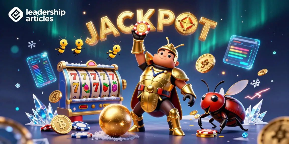 Engage with leadership articles featuring a victorious beetle in a dynamic casino scene.