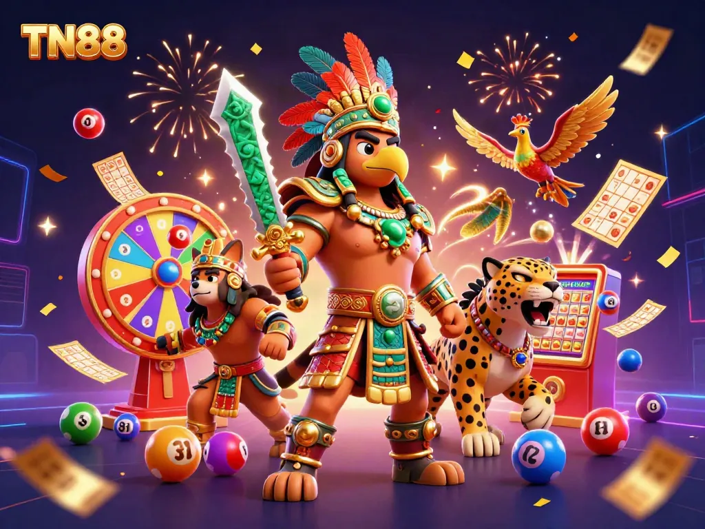 Engage in dynamic TN88 themed gaming with animated characters and excitement-filled elements.