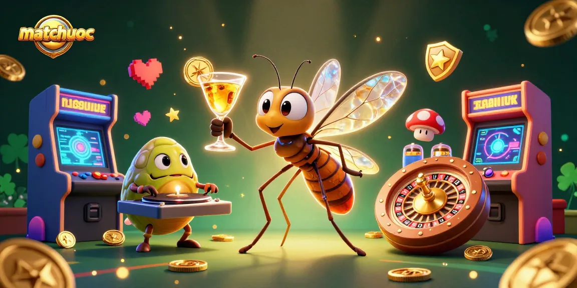 Join the matchuoc casino adventure with vibrant imagery featuring a frozen mosquito mascot and exciting gaming elements.