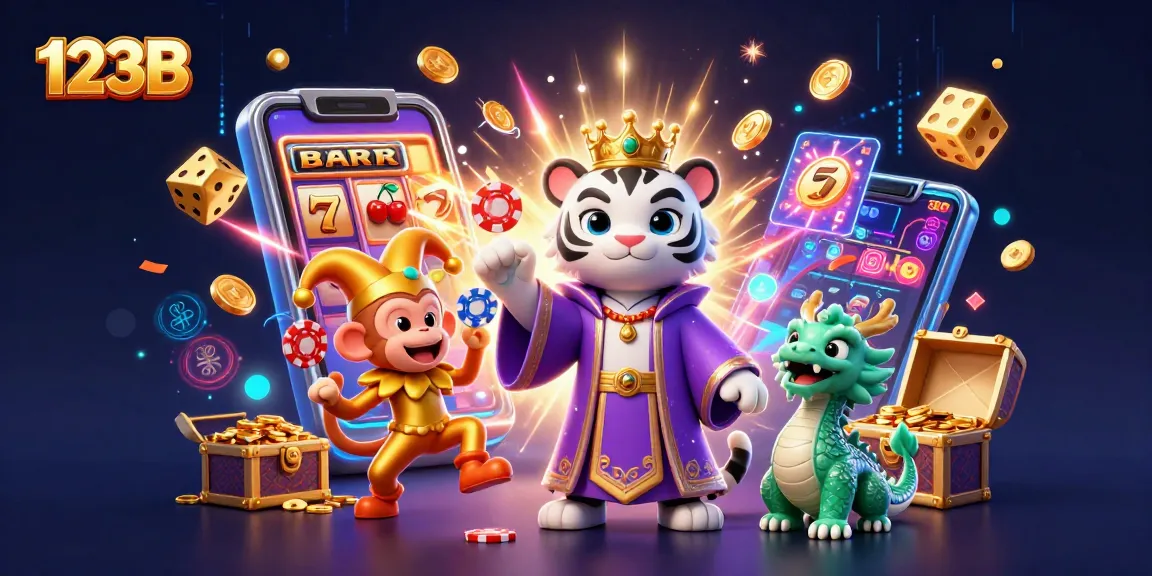 Experience the thrilling 123B casino adventure with vibrant characters and dazzling game elements.