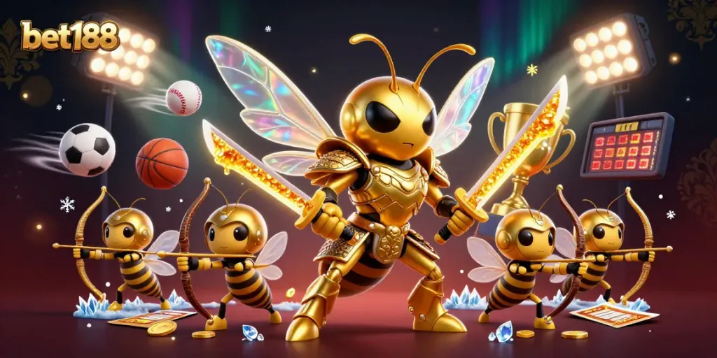 Experience thrilling action with bet188 in this dynamic 3D digital illustration featuring sports betting excitement.