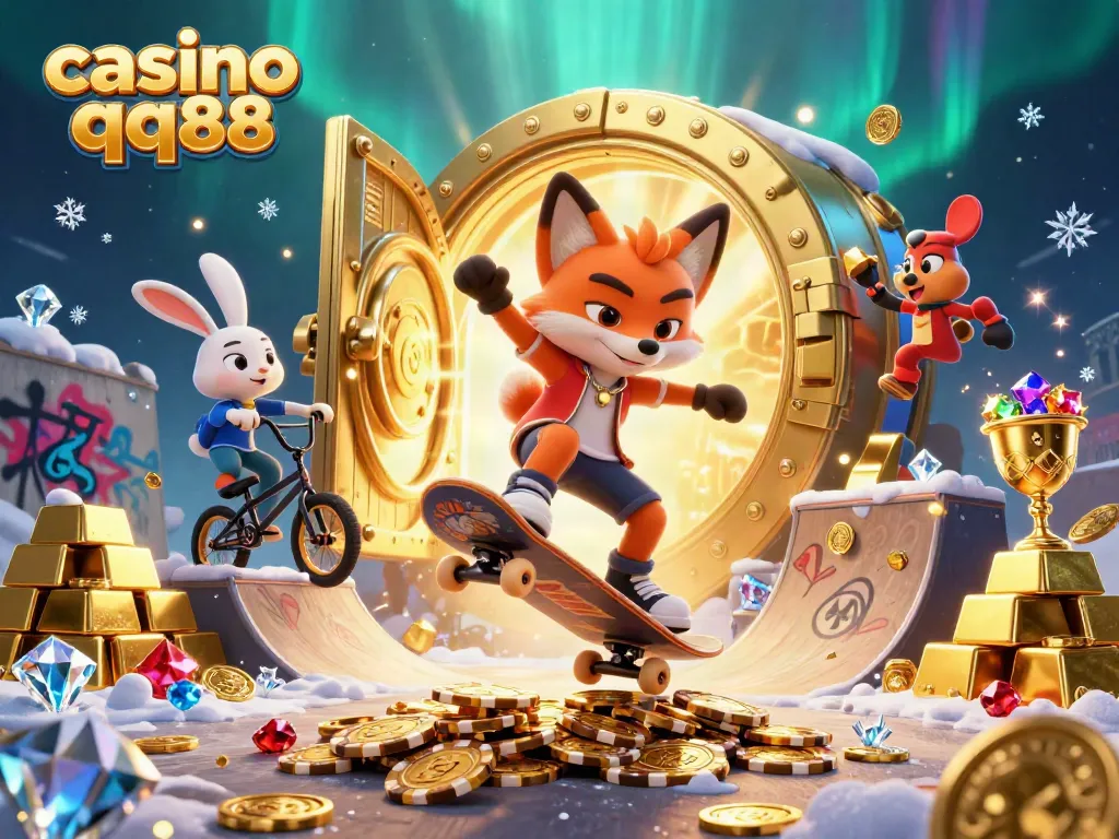 Experience thrilling adventures with dynamic characters at casino qq88, featuring vibrant treasures and energetic scenes.