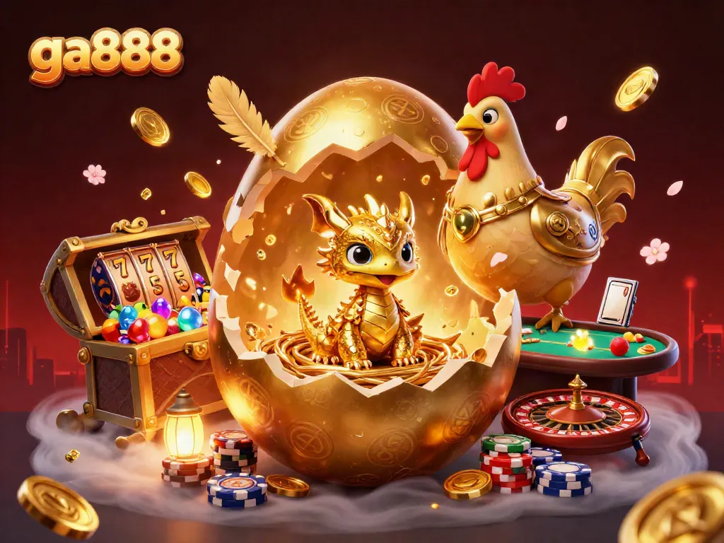 Experience thrilling wins with ga888 in a stunning golden dragon-themed casino scene.