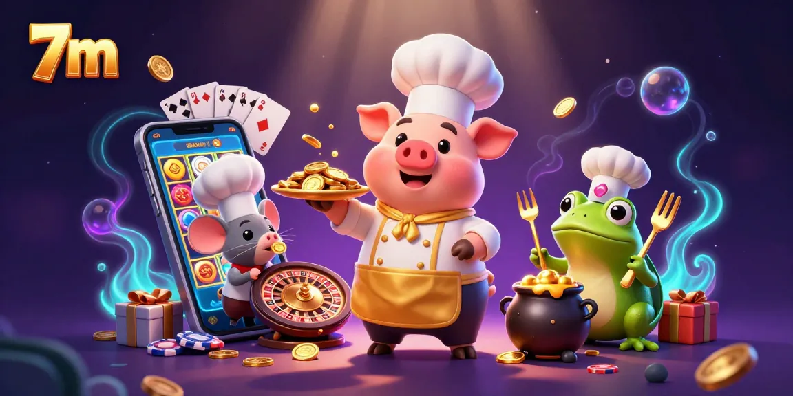 Experience thrilling gameplay with 7m's gold coin servings and vibrant casino elements.
