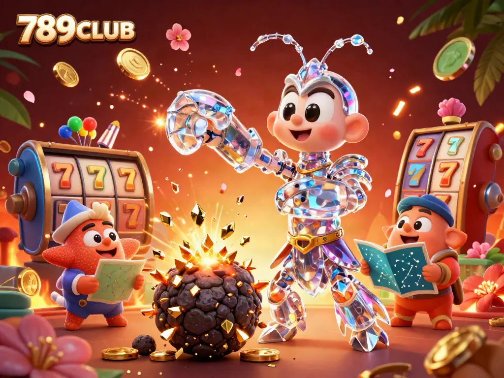 Experience the excitement of 789CLUB with a majestic mantis shrimp breaking through an asteroid of gems.