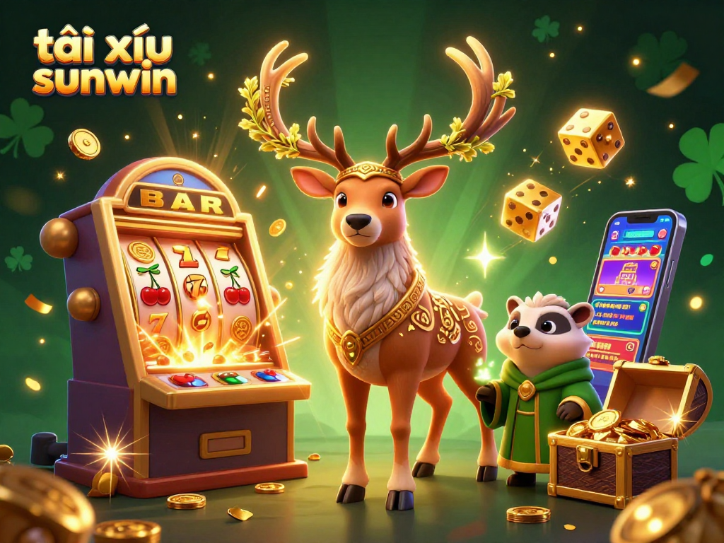 Engage with tài xỉu sunwin in this vibrant 3D illustration filled with casino excitement.