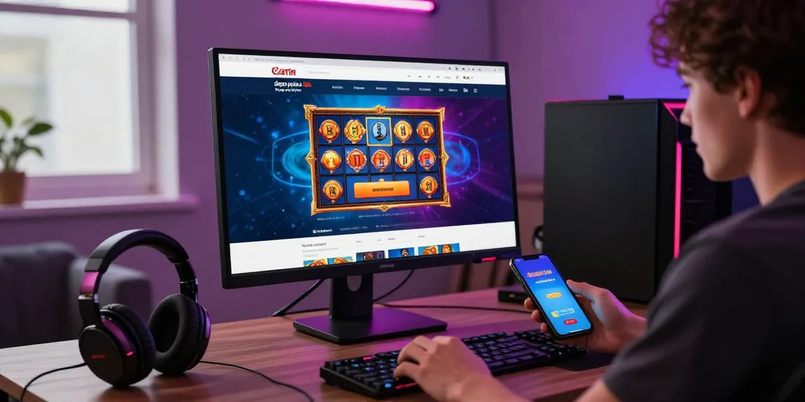 Player making deposits on gaming site featuring depo pulsa 10k tanpa potongan with vibrant graphics.