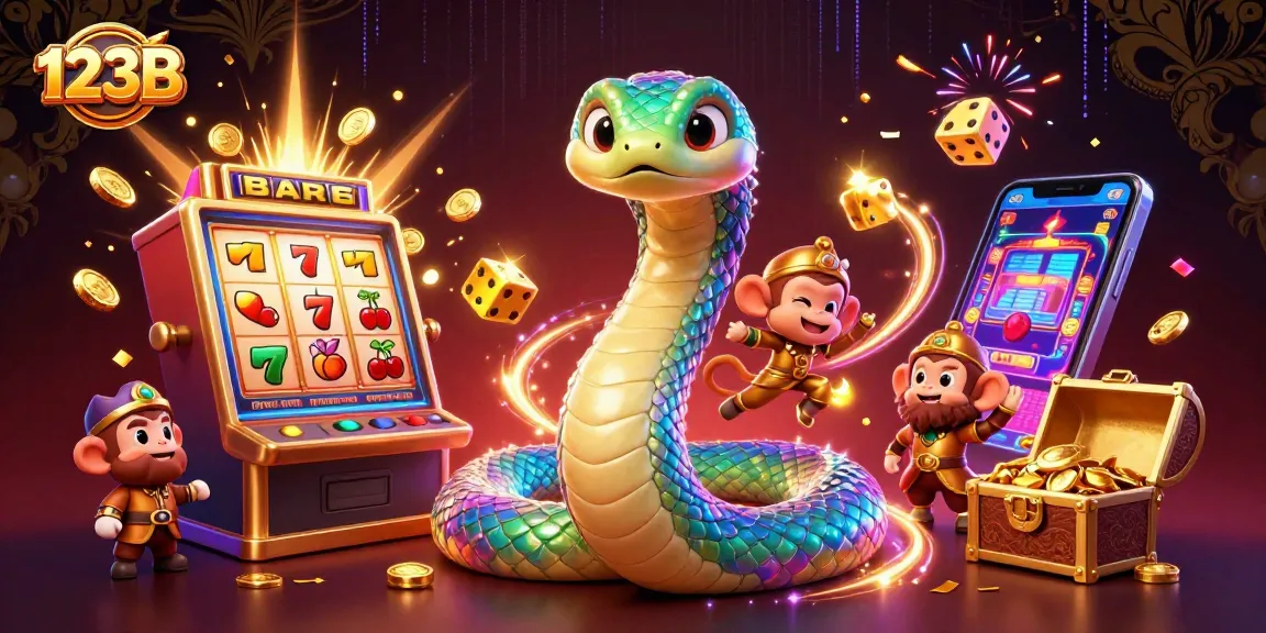 Experience thrilling wins at 123B with vibrant 3D gaming illustrations, featuring action-packed casino elements.