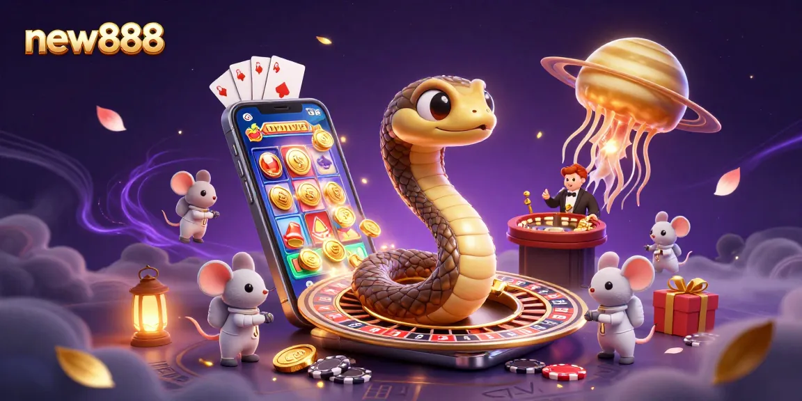 Spin to win with new888 as cosmic characters engage in thrilling bets around a casino-themed universe.