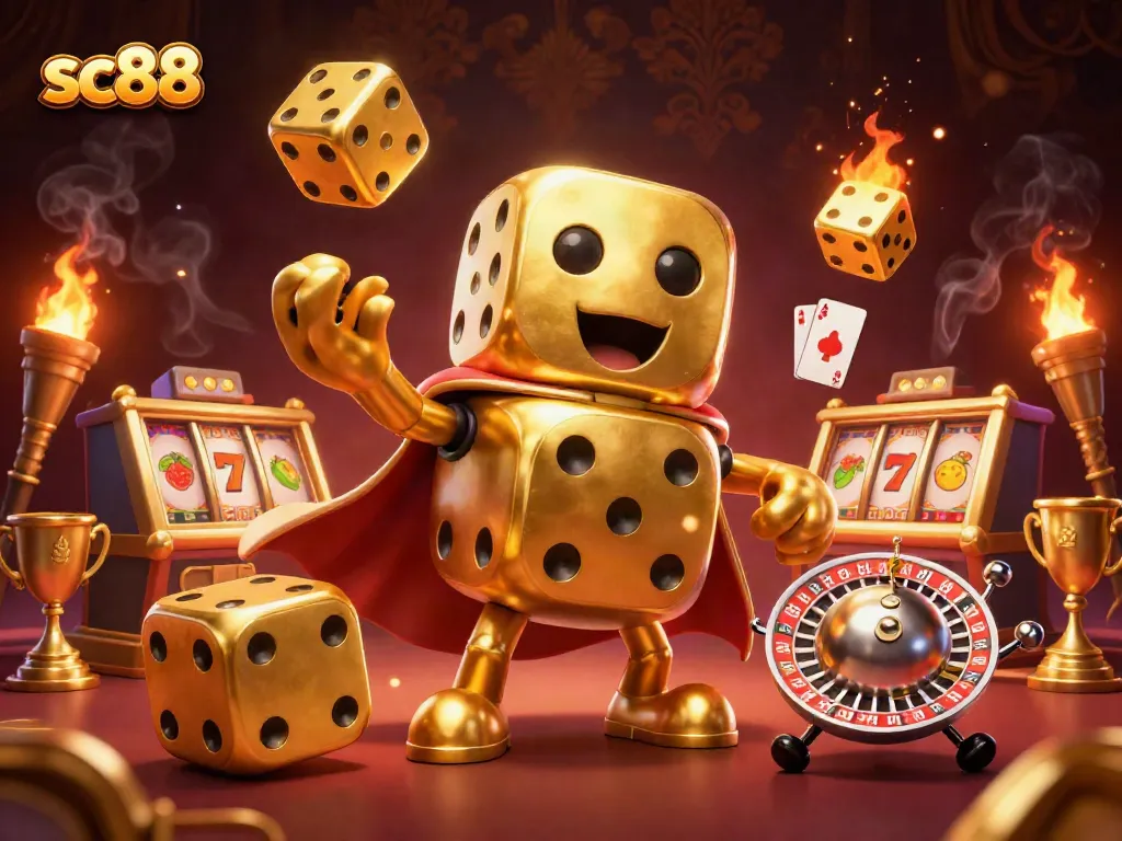 Join the excitement of sc88 casino gameplay with a golden dice golem and rich slot elements.