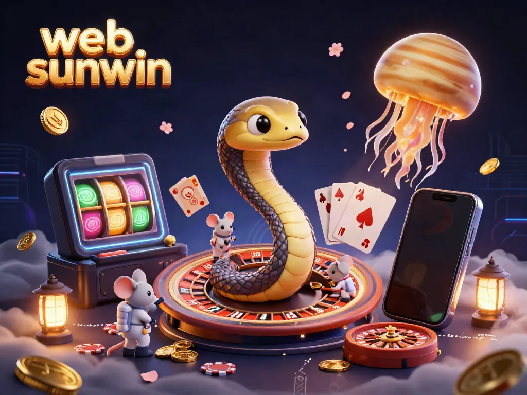 Engage with exciting web sunwin gameplay as a snake roulette wheel spins, and mice bet in a cosmic casino.