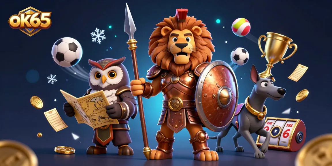 Engage with ok65 as the Spartan lion and owl strategize over slot reels and sports betting.