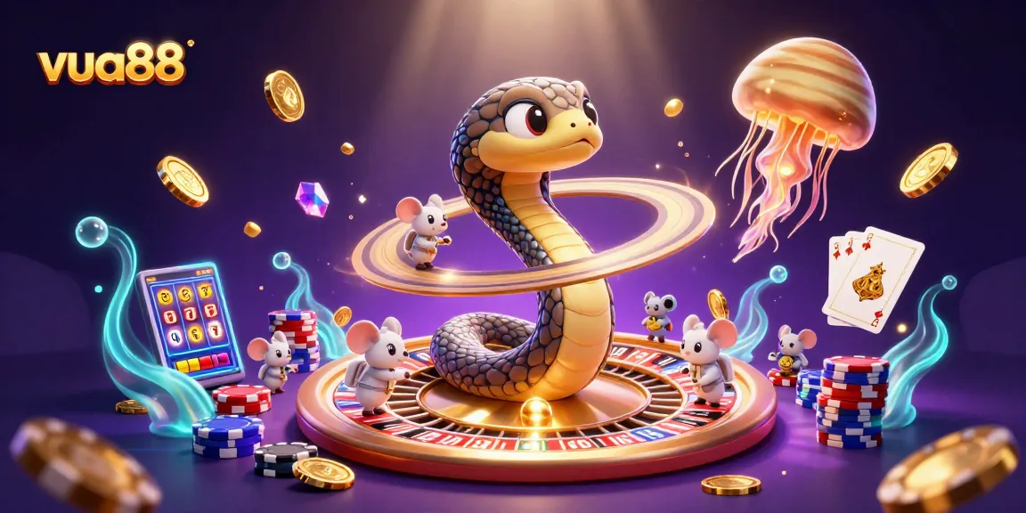 Experience the thrilling world of vua88 with a cosmic casino scene featuring astronauts and a golden jellyfish dealer.