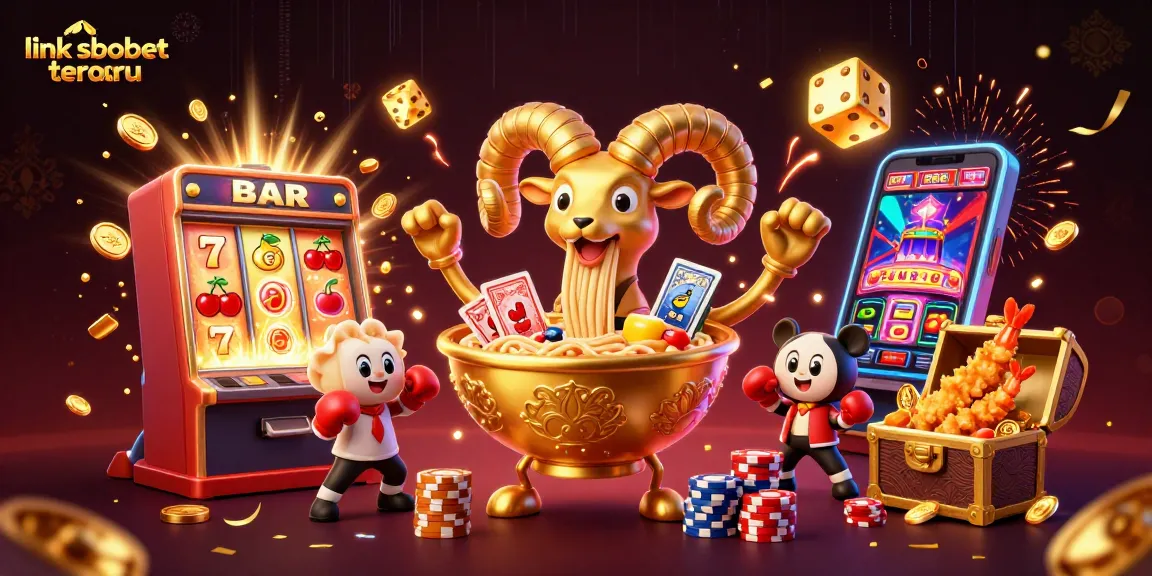 Experience excitement with link sbobet terbaru as characters deal cards and stack chips in a colorful casino scene.