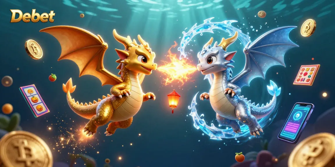 Engage with Debet's vibrant casino action through dynamic dragons and crypto elements.