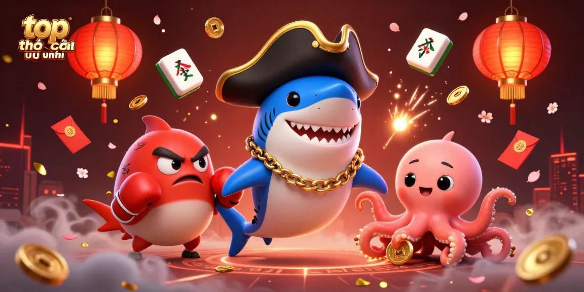 Experience top nhà cái uy tín with a vibrant and dynamic 3D cartoon casino illustration featuring iconic sea characters.