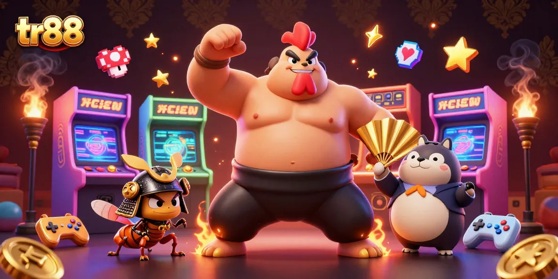 tr88 gamblers experience vibrant casino fun with digital game elements in this lively 3D illustration