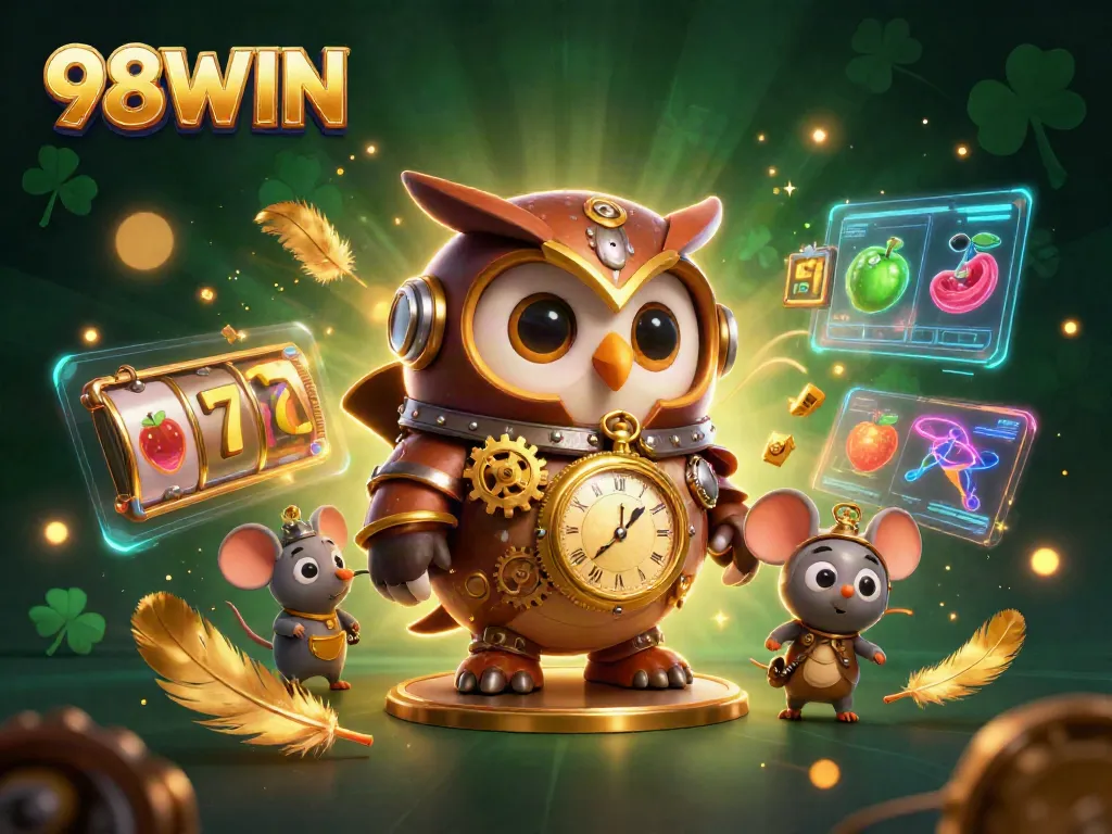 Experience thrilling gameplay at 98WIN with a vibrant casino atmosphere featuring steampunk characters.